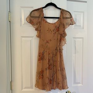 Topshop floral open back orange dress